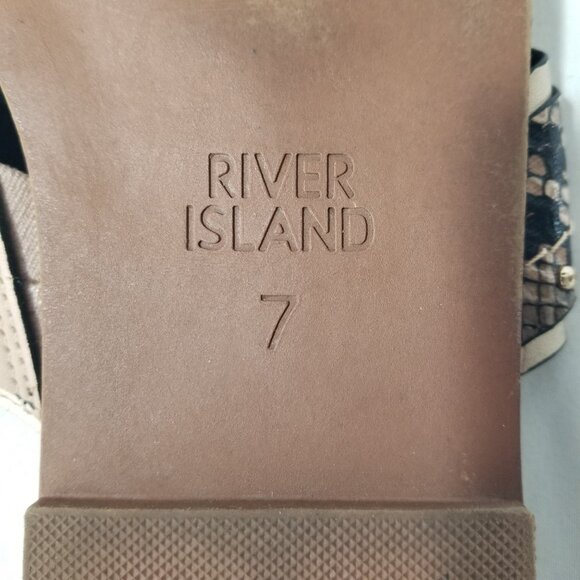 River Island Womens US 9 Slip On Snake Print Gold Chain Ring Embellished Sandal - Picture 2 of 15